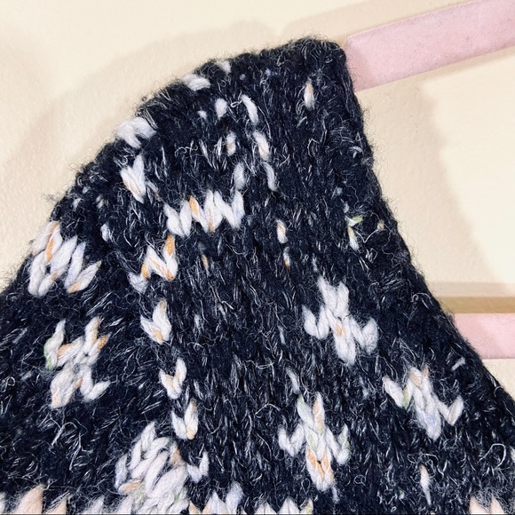 Free People Sustainable Black & White Wool Angola Blend Coop Neck Sweater Dress - Picture 13 of 16